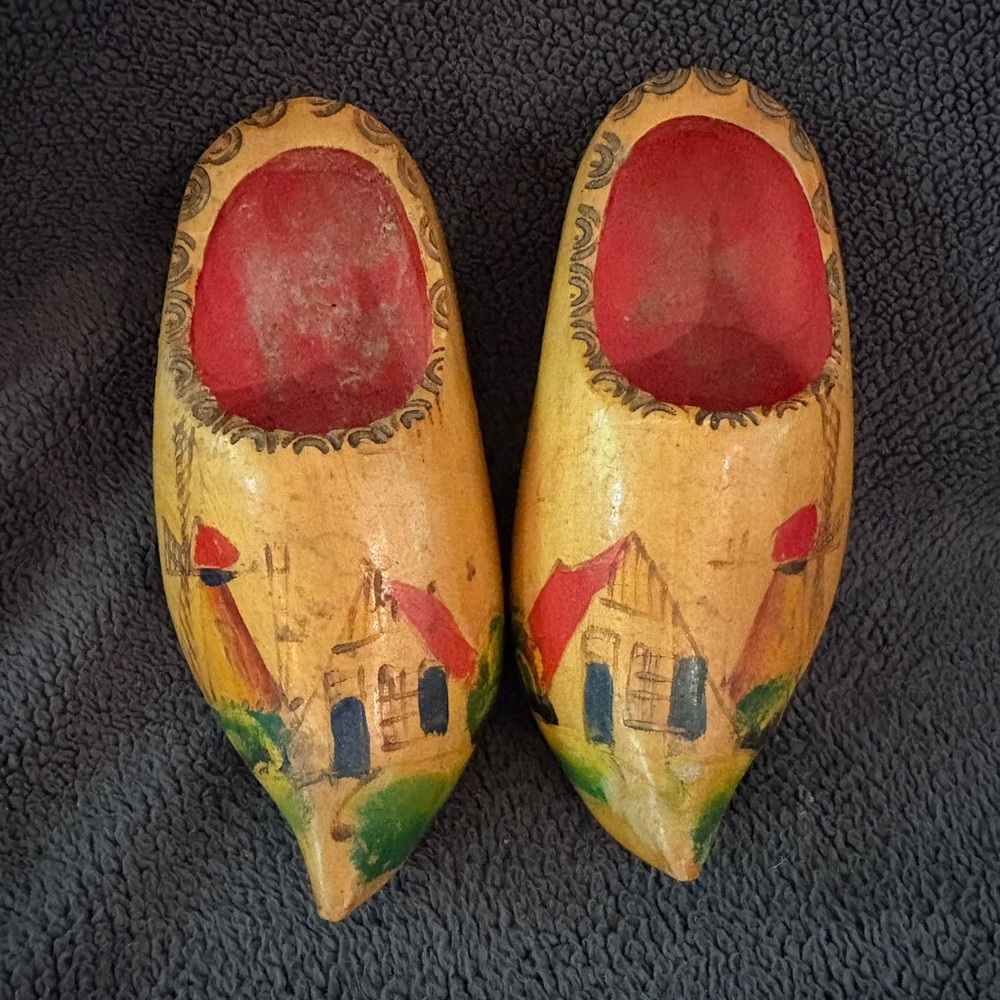 Vintage hand carved Holland wooden clogs